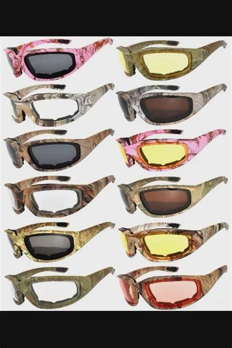 Set Of 12 Pairs Motorcycle Camo Padded Foam Sport Glasses Colored Lens C218560rgdy [video