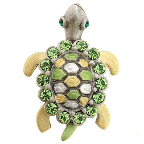 Green Sea Turtle Swarovski Crystal Brooch Pin Fantasyard Costume