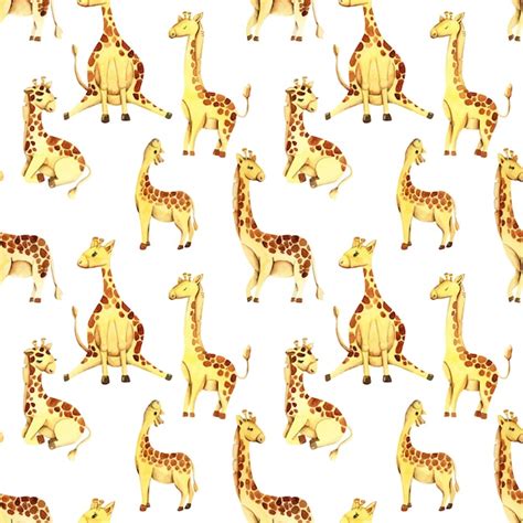 Premium Vector Watercolor Cute Giraffes Seamless Pattern