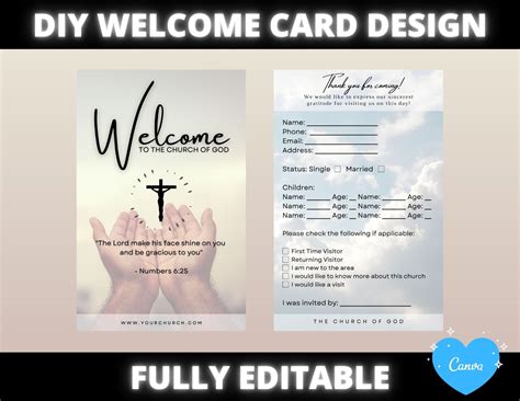 Diy Welcome Card For Church Church Connection Card Visitor Card For