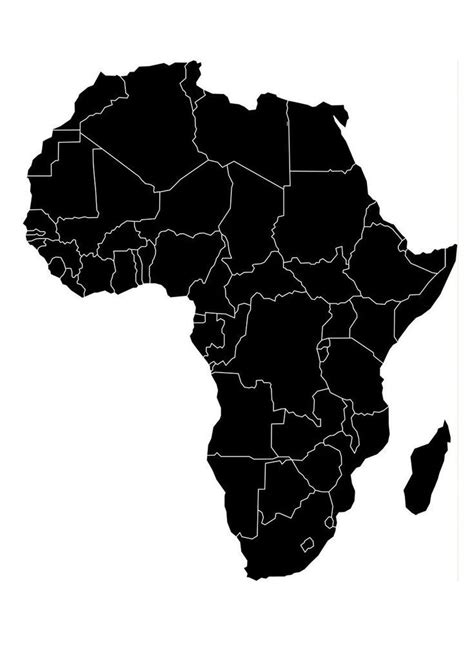 A Black And White Map Of Africa With All The Countries Names On Its Sides