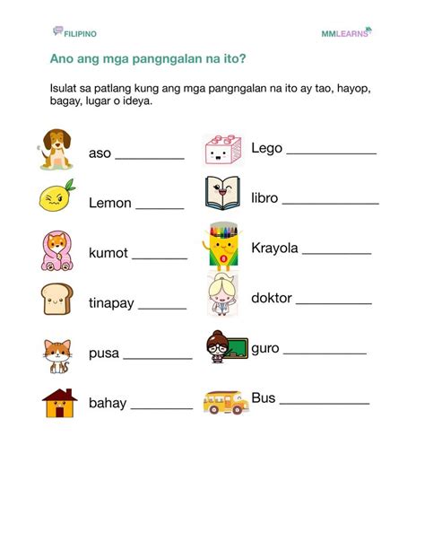 Worksheet In Filipino Pangngalan Printable Worksheets