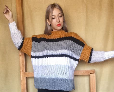 Arm Knit Sweater Chunky Arm Knit Sweater Yellow Sweater Etsy