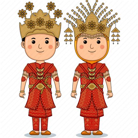 Traditional Sumatra Palembang Clothes Couple Art Pattern Icon