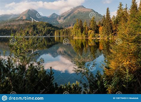 Beautiful Mountain Lake Autumn Forest Reflection In The