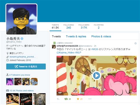 Equestria Daily Mlp Stuff Hideo Kojima Retweets Metal Gear