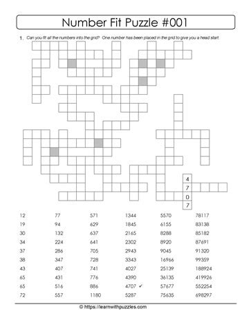 Then the crossword solver at crossword clue solver is for you. Puzzle With Numbers - Crossword Like Learn With Puzzles