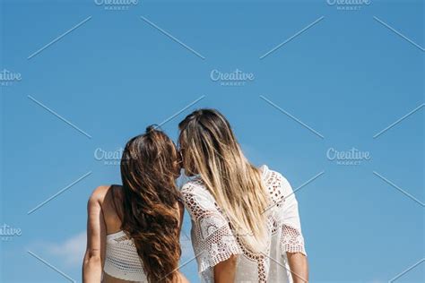 Two Lesbian Women Kissing In The Old Featuring Embrace Relationship