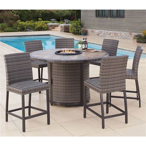 Costco Agio 7pc High Dining Set With Fire Table