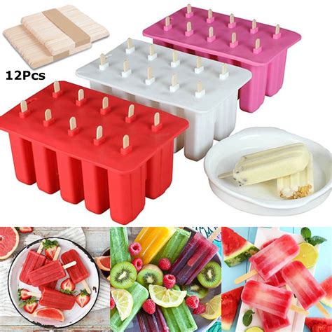 Silicone Ice Cream Mould Block 10 Frozen Molds Icy Pole Jelly Popsicle