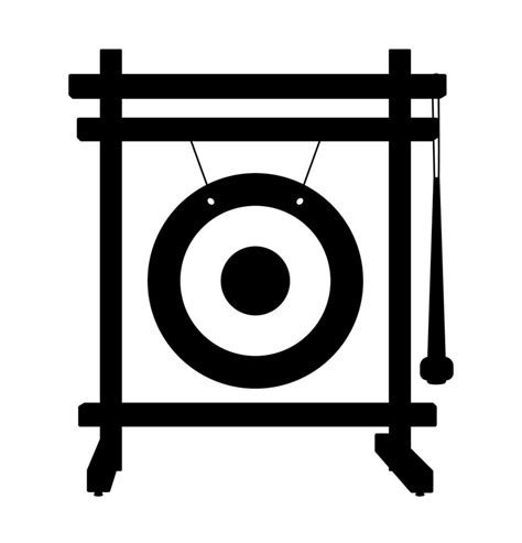 Gong Silhouette Circular Metal Disc Percussion Asian Musical