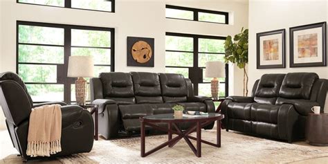 Black Leather Living Room Furniture Sets