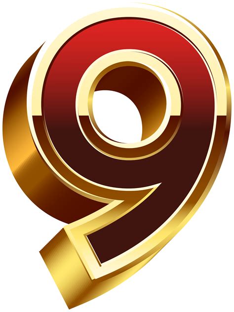 Gold And Red Number Nine Png Clipart Image Alphabet Clip Art Images