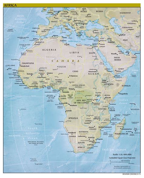Large Detailed Political Map Of Africa With Relief And Capitals 2010