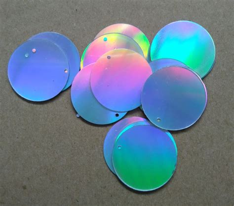 100g 30mm Flat Round Sequins Rainbow Silver In Sequins From Home