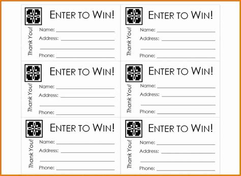 Door Prize Entry Form Template