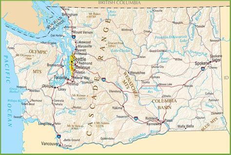 Washington State Road Map Glossy Poster Picture Photo Banner Etsy In