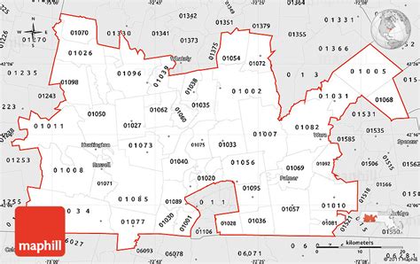 Silver Style Simple Map Of Zip Codes Starting With 010