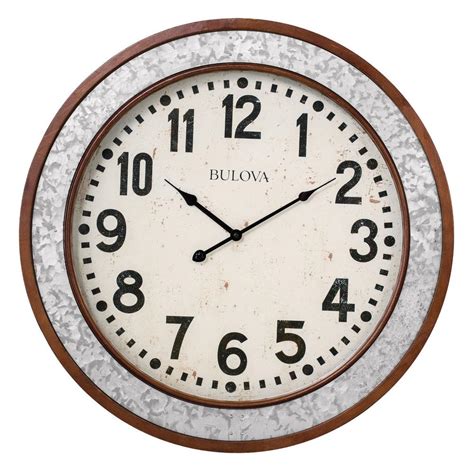 Bulova Cherry Wood Round 24 In Wall Clock C4121 The Home Depot