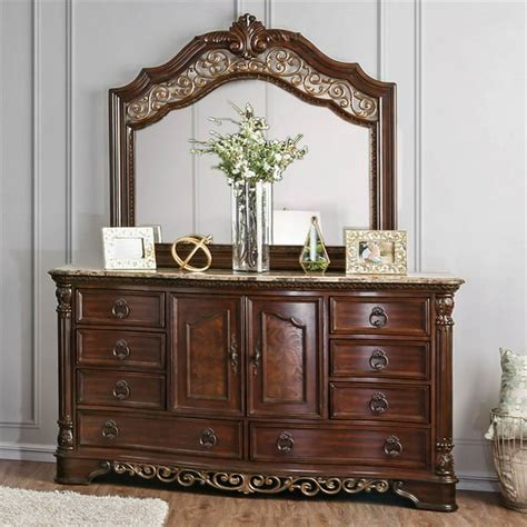 Furniture Of America Jordan Wood 8 Drawer Dresser And Mirror In Brown