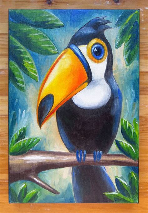 Toucan Original Art Birds Animals Oil On Canvas Mikimayo Oil