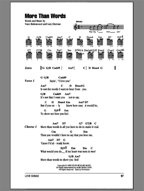 Extreme More Than Words Sheet Music For Guitar Chords Pdf