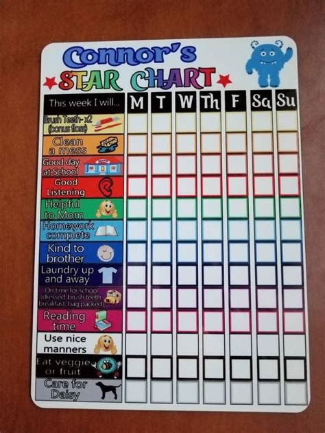 Star Chart Dry Erase Board 9x12kids Chartchore Chartreward Etsy