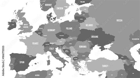 Naklejka Polityczna Mapa Europy I Regionu Kaukaskiego W Odcieniach