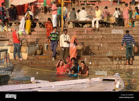 Ritual Bathing In The Ganges River In Varanasi India Stock Photo Alamy