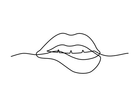 Continuous Line Drawing Biting Lips Poster Линейные чертежи