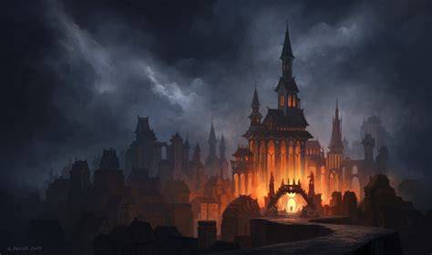 Download Fire Gothic Cloud Dark Fantasy Castle Hd Wallpaper By Andreas