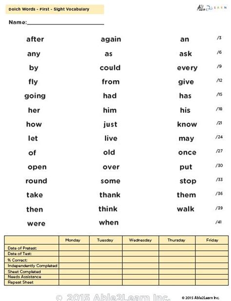 Dolch Words First Grade Word List And Flashcards Able2learn Inc