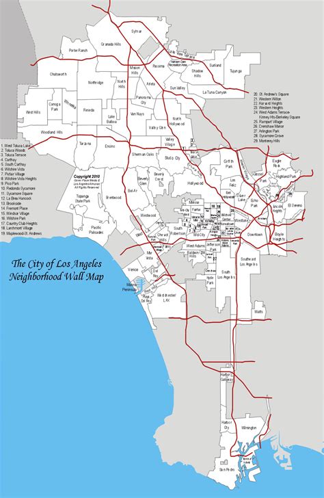 Detailed Map Of Los Angeles City And Neighborhoods Los Angeles City