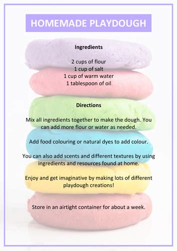 Playdough Recipe Poster Child Friendly Teaching Resources
