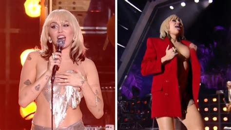 miley cyrus suffers wardrobe malfunction recovers during new year s eve special trueviralnews