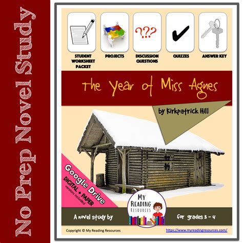 The Year Of Miss Agnes Novel Study My Reading Resources