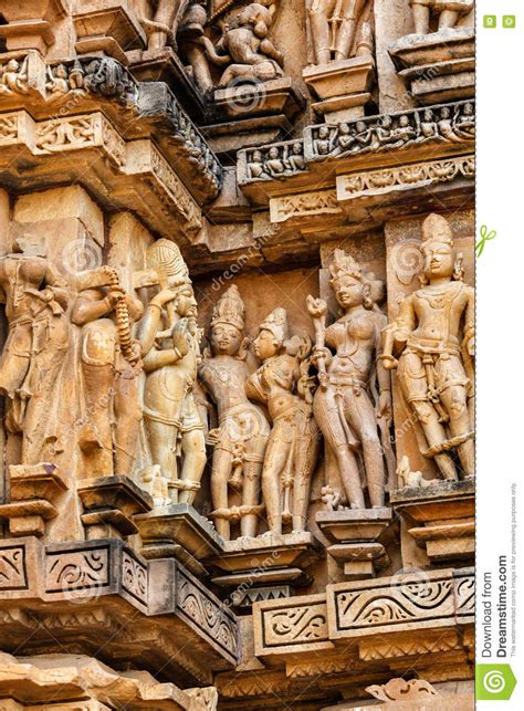 Famous Sculptures Of Khajuraho Temples India Stock Image