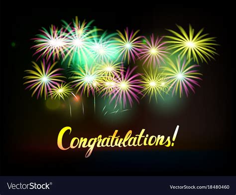 Congratulations Word With Fireworks Royalty Free Vector