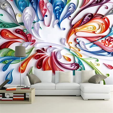 Custom 3d Mural Wallpaper For Wall Modern Art Creative Colorful Floral Abstract Line Painting