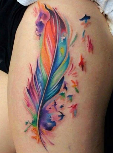 Rainbow Feather Tattoo Tattoos Feather Tattoo Design Watercolor