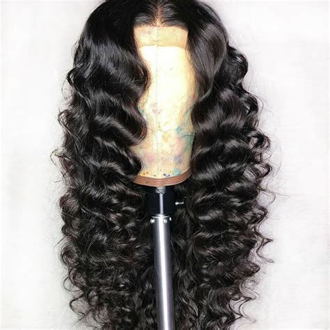 Aliexpress Com Buy Lace Frontal Wigs Loose Deep Wave For Black Woman Preplucked Brazilian