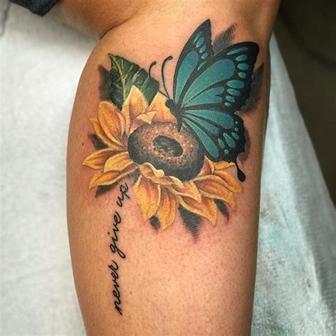 Butterfly And Sunflower Tattoo Sunflower Tattoos Sunflower Tattoo Shoulder Remembrance Tattoos