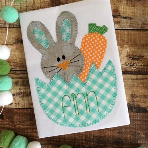 2020 popular 1 trends in home & garden, women's clothing, jewelry & accessories with easter egg embroidery and 1. Easter Bunny Carrot Egg Blanket Stitch Applique Embroidery ...