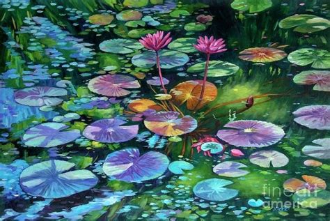 Lily Pads By John Pink Abstract Art Painting Pink Abstract Art