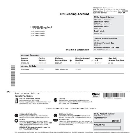 Citibank Statement Template