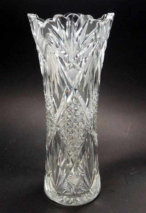 Antique Cut Glass Abp American Brilliant Period 12 Vase Etsy