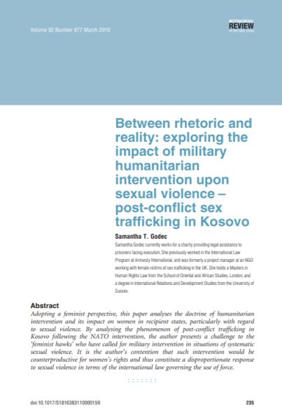 Between Rhetoric And Reality Exploring The Impact Of Military Humanitarian Intervention Upon