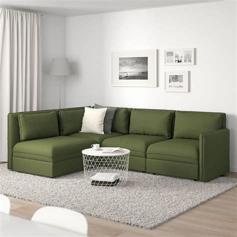 vallentuna with storage ramna olive green modular corner sofa 3 seat ikea ikea living room