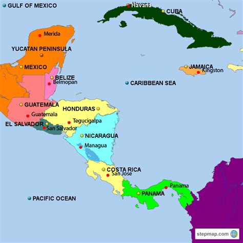 Stepmap Latin America Cuba Jamaica Landkarte Für North America