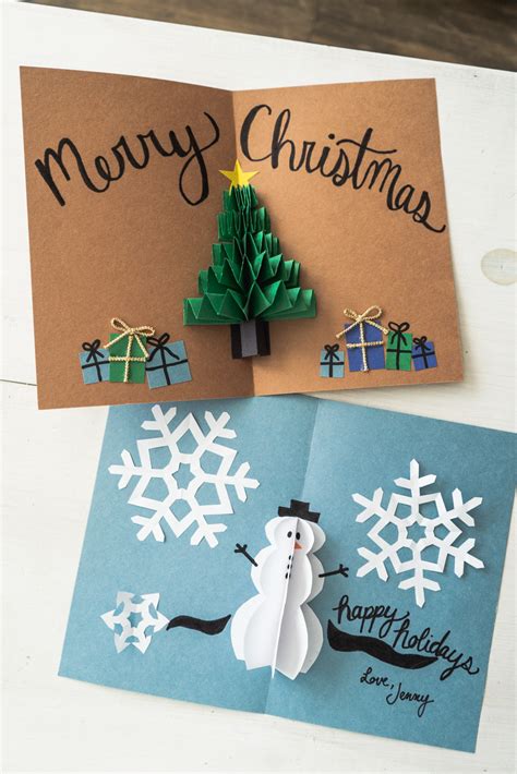 Tutorial of wedding invitation linked rings pop up card. DIY Pop Up Christmas Cards (2 Ways) | Tree Card & Snowman Card